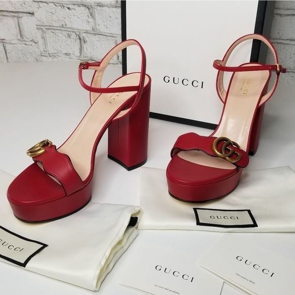 Gucci Blood Red GG Heel Shoes - Picture 1 of 12